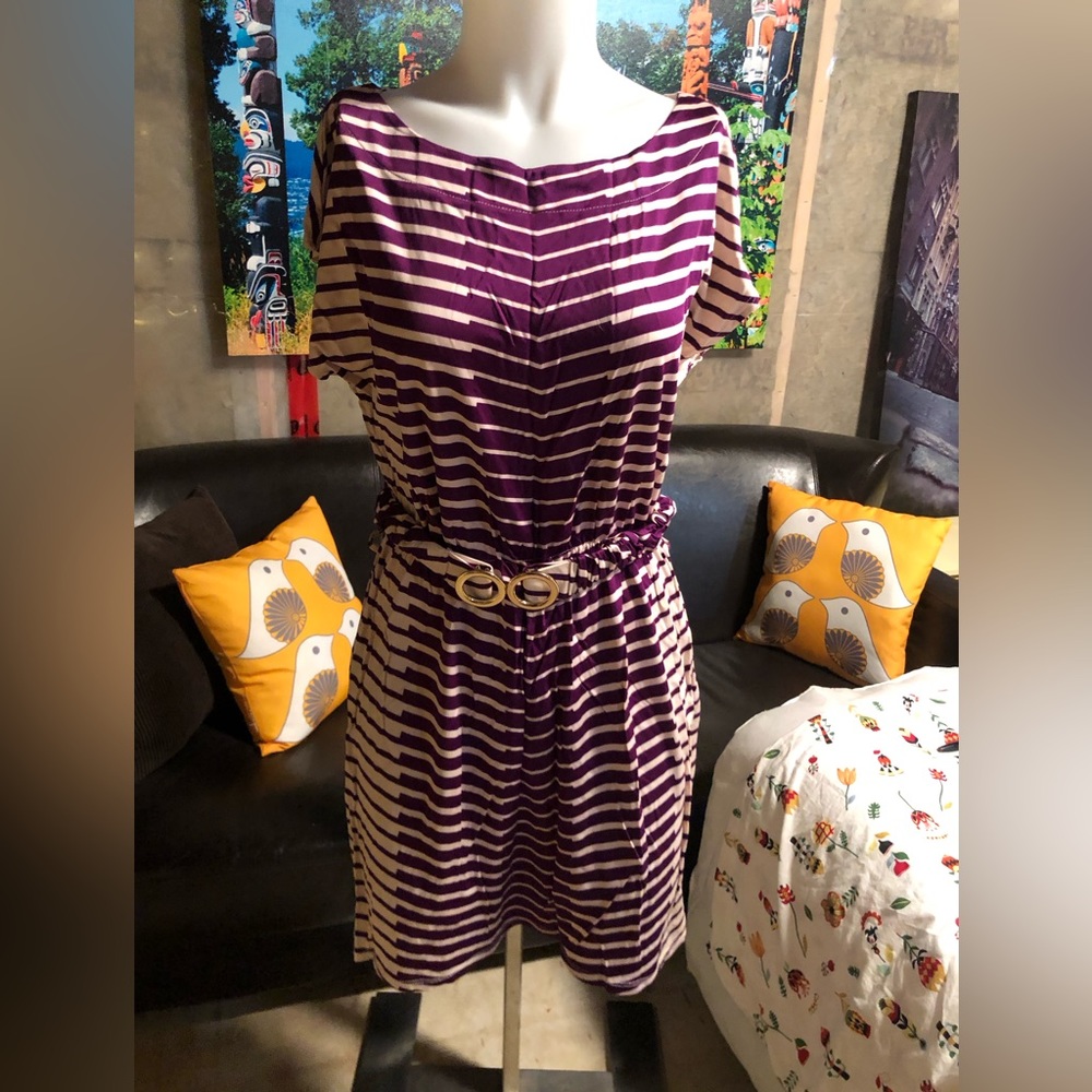 Striped purple H&M dress.  Size 12.  Excellent condition.